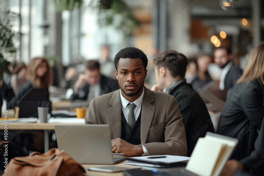 business team working together in office. man in a suit working with a laptop business team working together in office. man in a suit working with a laptop