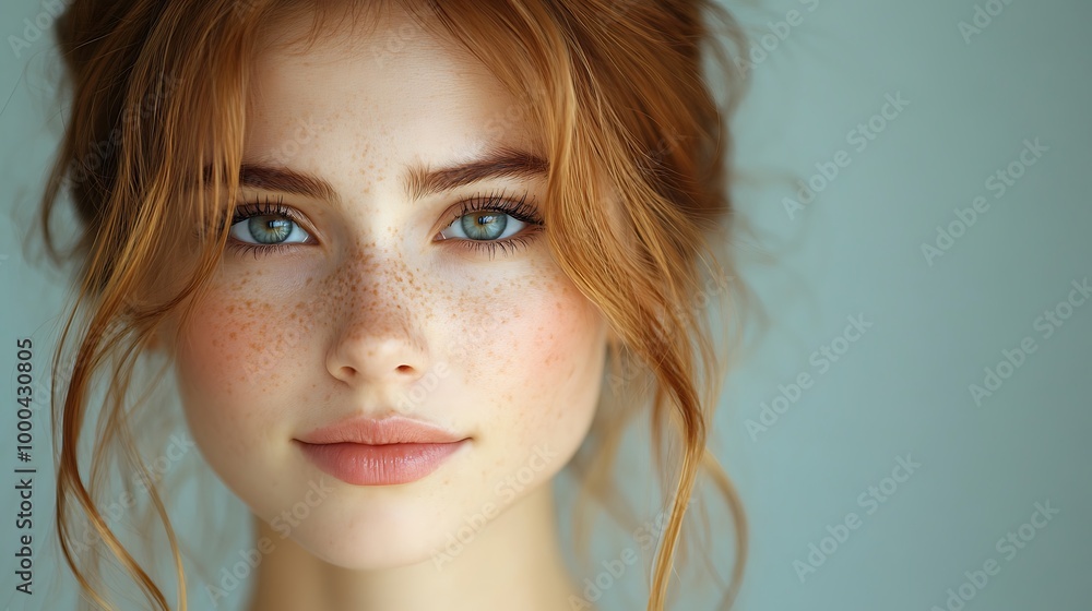 Portrait of a beautiful woman with red hair and blue eyes Portrait of a beautiful woman with red hair and blue eyes