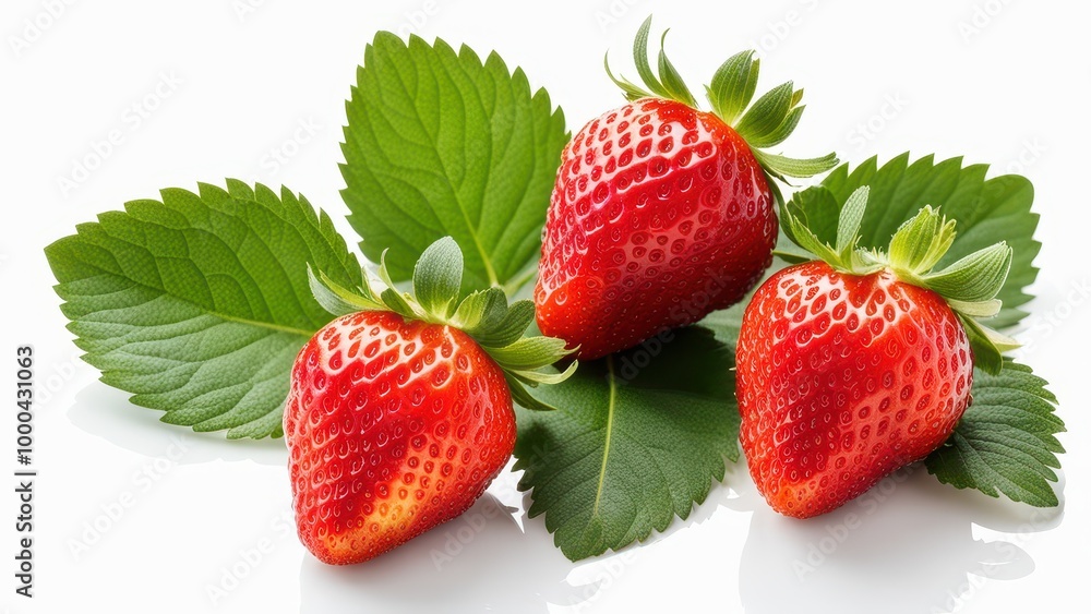 Fresh strawberries on green leaves, showcasing vibrant colors and natural beauty. Fresh strawberries on green leaves, showcasing vibrant colors and natural beauty.