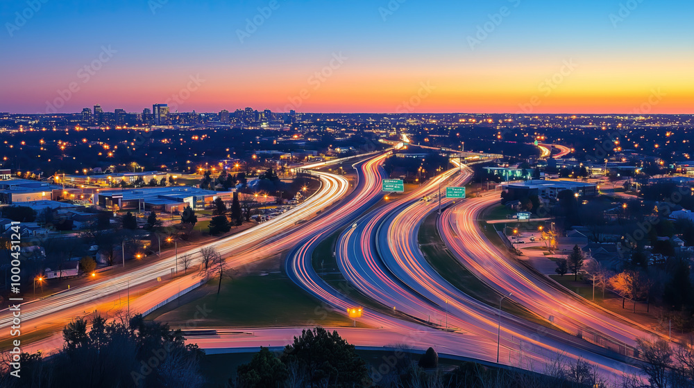 long exposure with motion blur light trail of city interchange road long exposure with motion blur light trail of city interchange road