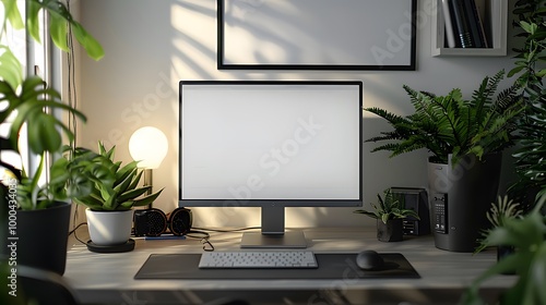 Realistic laptop mockup with a blank white screen, minimalistic design on a neutral background, perfect for presentations, web design, and branding concepts.