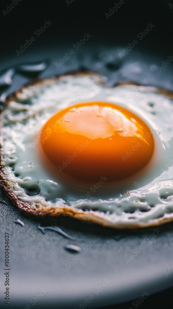Close-up of a fried egg with vibrant yolk, food concept Close-up of a fried egg with vibrant yolk, food concept