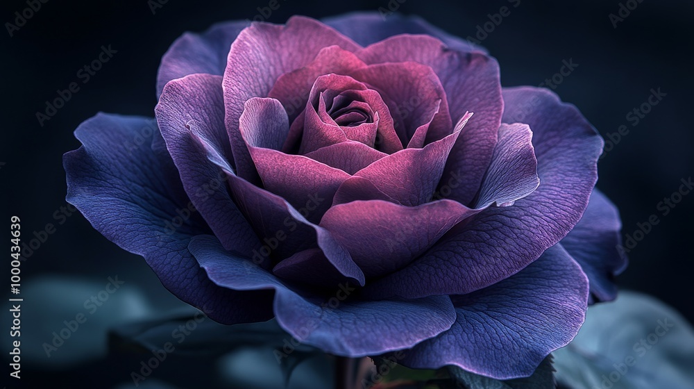 Purple rose close-up on dark background, nature and elegance concept Purple rose close-up on dark background, nature and elegance concept