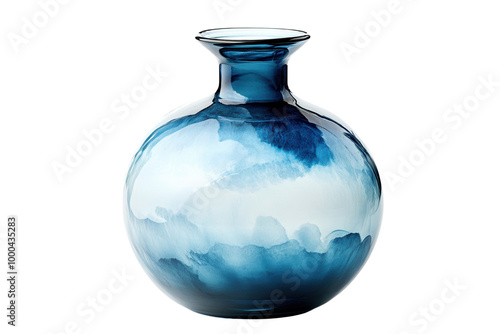 Elegant blue and white glass vase on isolated background. transparent background