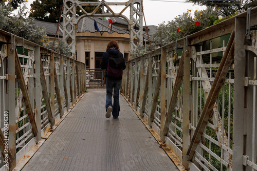 Modern bridge in iron over the River Bacchiglione, Vicenza photo