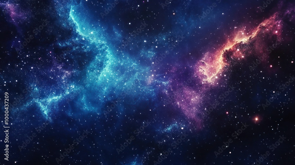 Naklejka premium A Starry Night Sky With Vivid Nebulae