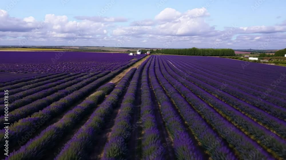 Aerial View of Lavender Fields at Sunset Aerial View of Lavender Fields at Sunset