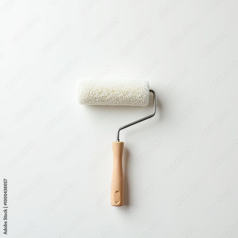 Obraz premium A paint roller with a metal handle, used for applying color to walls during home improvement and decorating projects