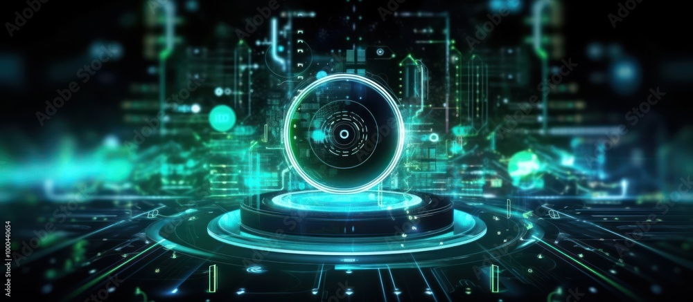 Futuristic Digital Interface with Glowing Green Lines Futuristic Digital Interface with Glowing Green Lines