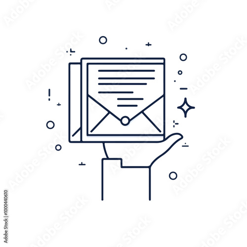 Elegant Receive Letter Thin Line Icon Vector Illustration