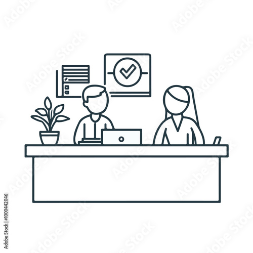 Sleek Reception Vector Thin Line Icon for Professional Use