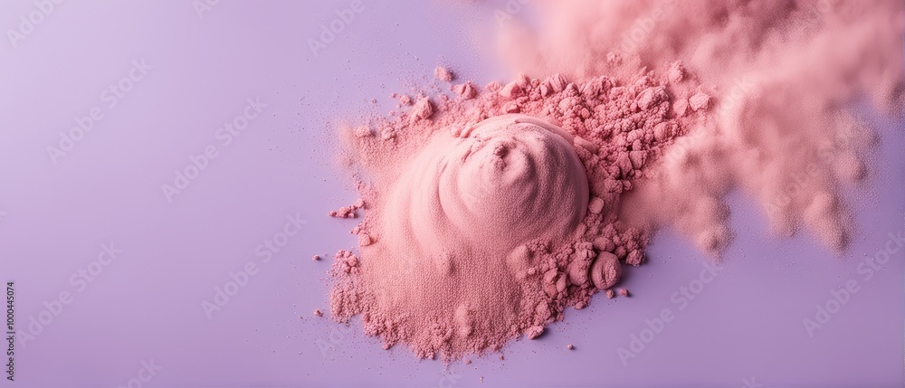 Pink Powder on Purple Background Pink Powder on Purple Background