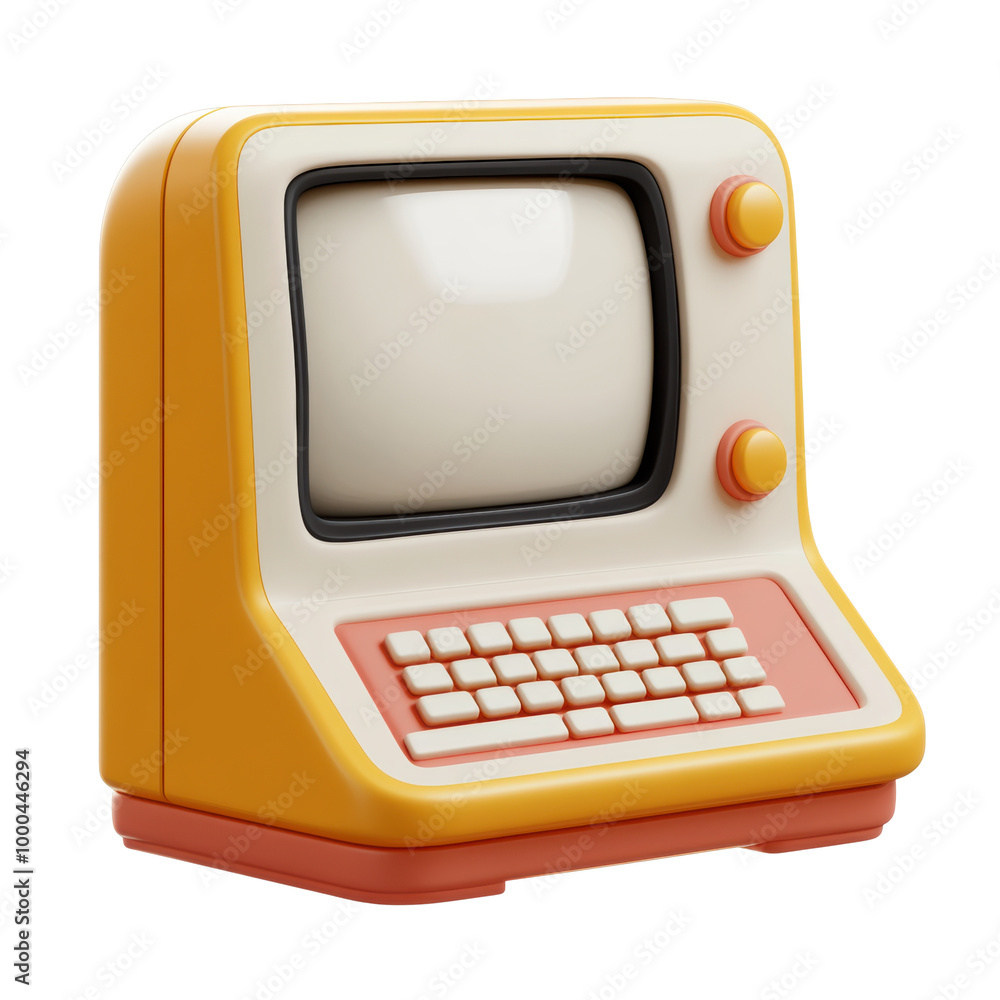 Retro computer design, white isolated background transparent background Retro computer design, white isolated background transparent background