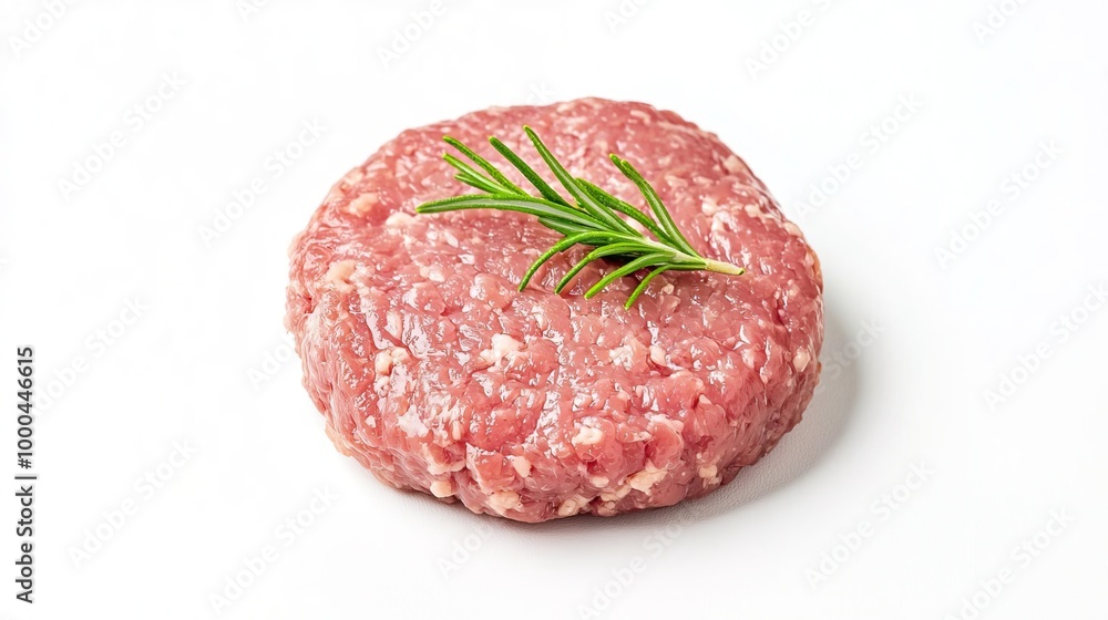 Ground pork on solid white background, single object Ground pork on solid white background, single object