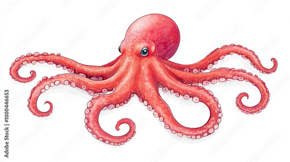 Obraz premium Octopus on solid white background, single object