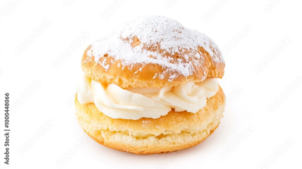 A cream puff on solid white background, single object A cream puff on solid white background, single object
