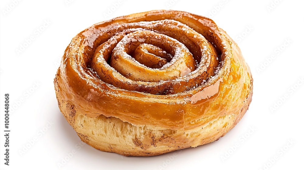 A cinnamon roll on solid white background, single object A cinnamon roll on solid white background, single object