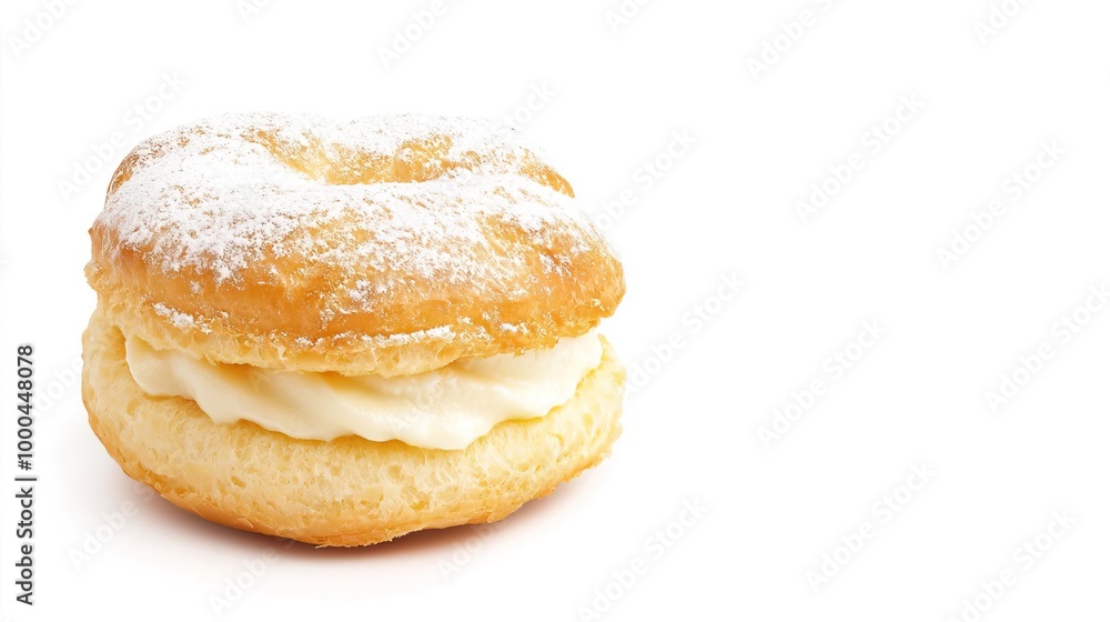 A cream puff on solid white background, single object A cream puff on solid white background, single object