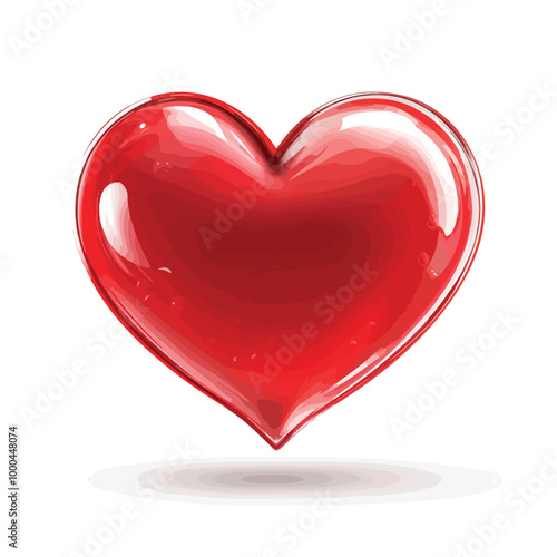 Realistic 3D Red Heart Symbol Design Icon for Love and Romance Concepts