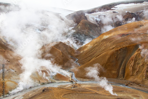 Kerlingafjoll Iceland beautiful smoking red mountains landscape