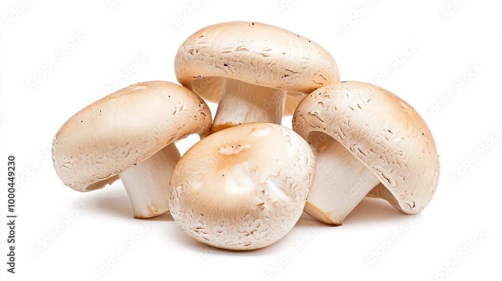 Button mushrooms on solid white background, single object Button mushrooms on solid white background, single object