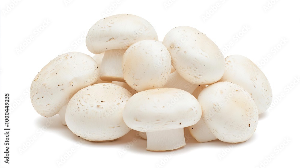 Button mushrooms on solid white background, single object