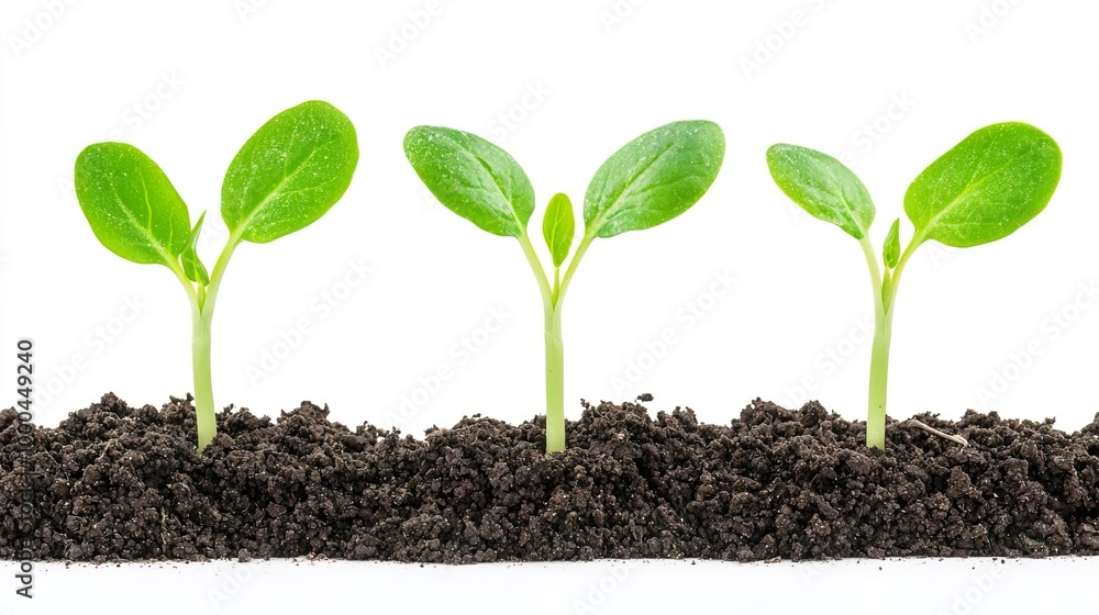 Bean sprouts on solid white background, single object Bean sprouts on solid white background, single object