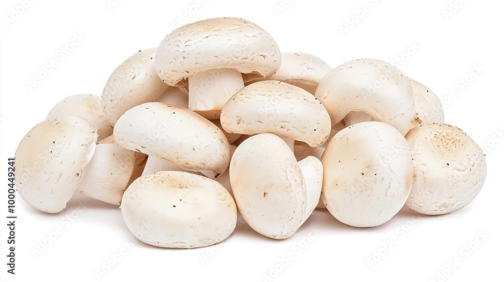 Button mushrooms on solid white background, single object