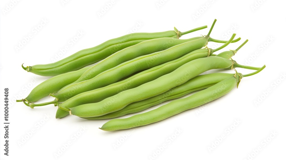 Green beans on solid white background, single object Green beans on solid white background, single object