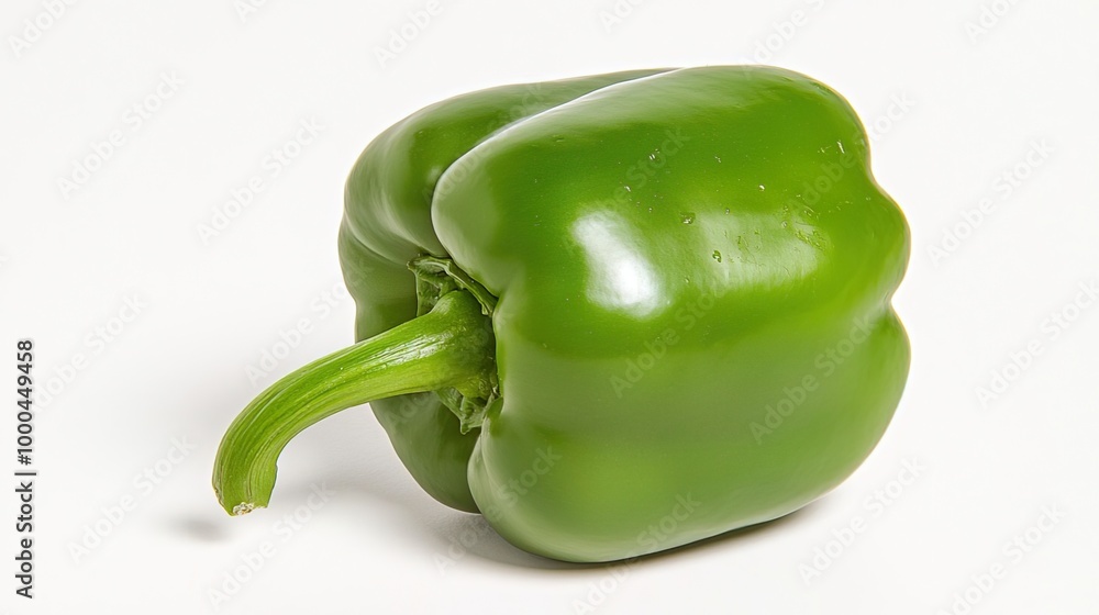 Green bell pepper on solid white background, single object Green bell pepper on solid white background, single object