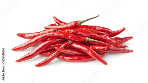 Thai bird's eye chili on solid white background, single object