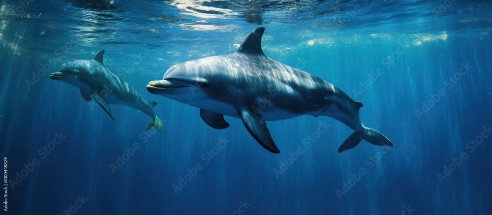 Dolphins Swimming in the Blue Ocean Dolphins Swimming in the Blue Ocean