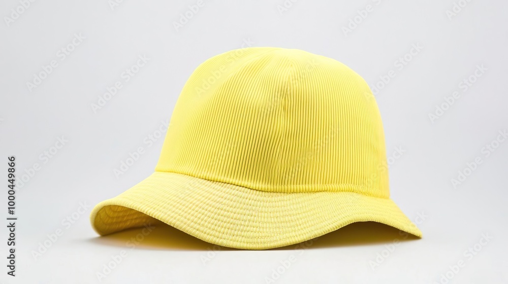 Fototapeta premium Yellow bucket hat isolated on white background.