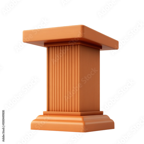 Stylish podium, orange color on a white isolated background transparent background