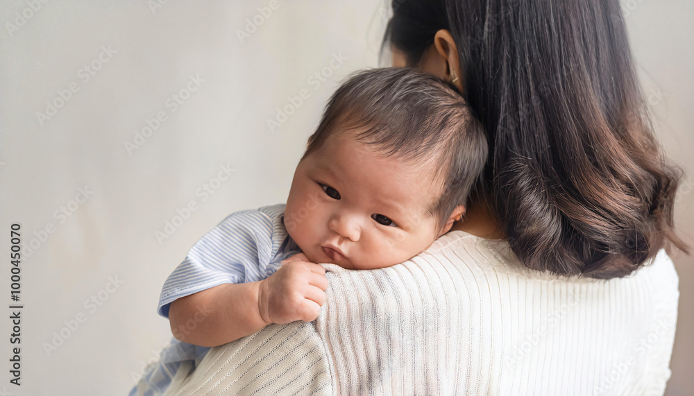 Side-by-Side with Baby Resting on Mother’s Shoulder Side-by-Side with Baby Resting on Mother’s Shoulder