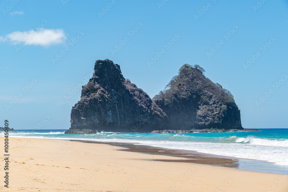 Fernando de Noronha, Brazil. View of Morro dos Dois Irmaos with crystal clear ocean Fernando de Noronha, Brazil. View of Morro dos Dois Irmaos with crystal clear ocean