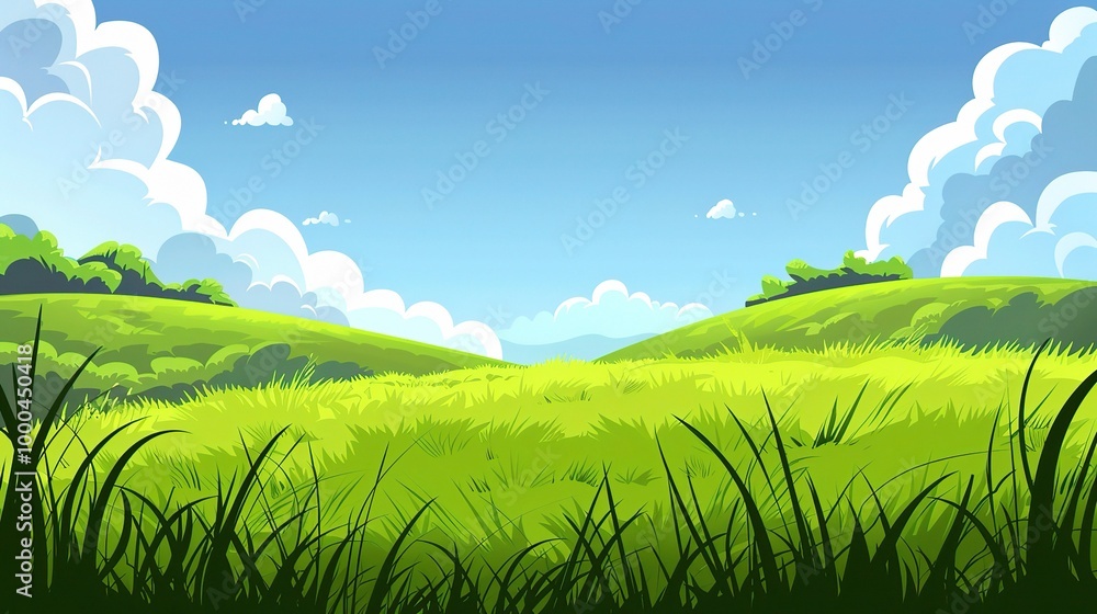 Adorable Cartoon Grassland Background: A Charming and Whimsical Scene. Delight in the Colorful and Fun Atmosphere Adorable Cartoon Grassland Background: A Charming and Whimsical Scene. Delight in the Colorful and Fun Atmosphere