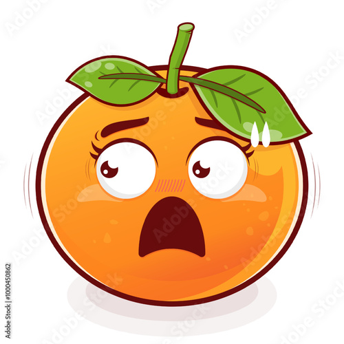 orange surprised face cartoon cute
