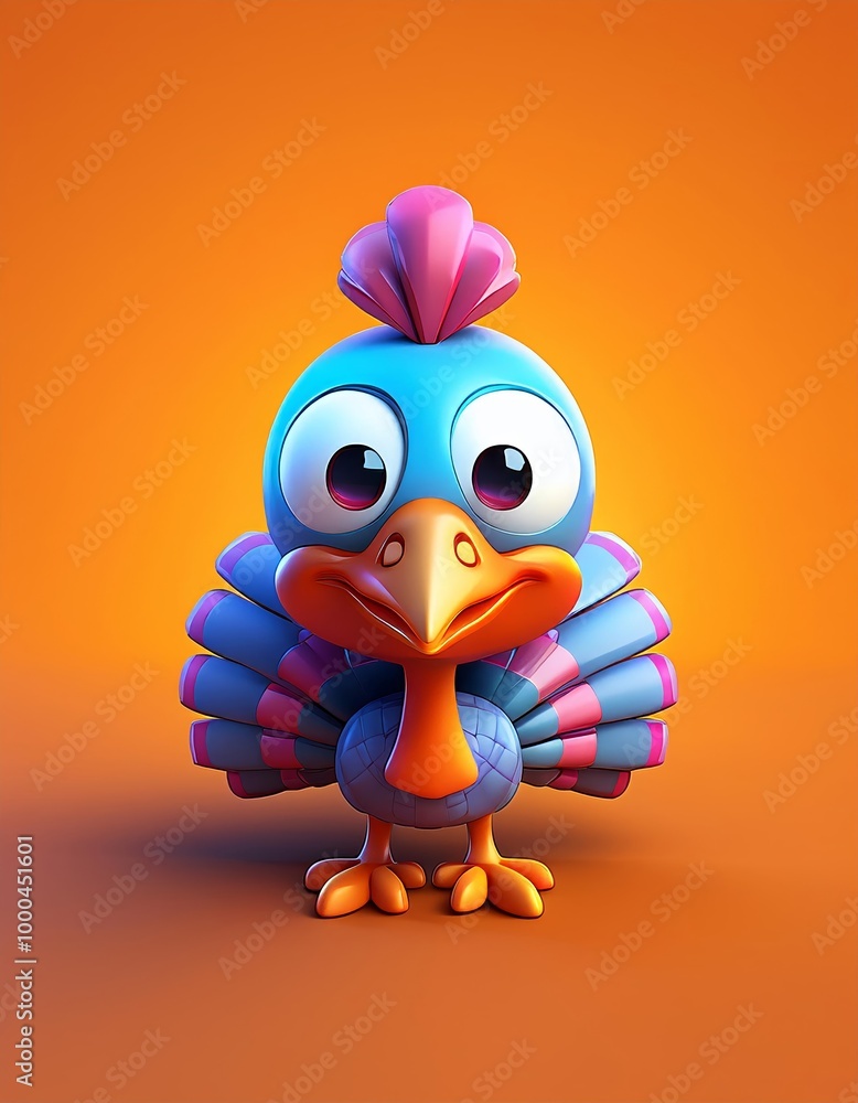 Whimsical and Colorful Animated Cartoon Turkey Bird Whimsical and Colorful Animated Cartoon Turkey Bird