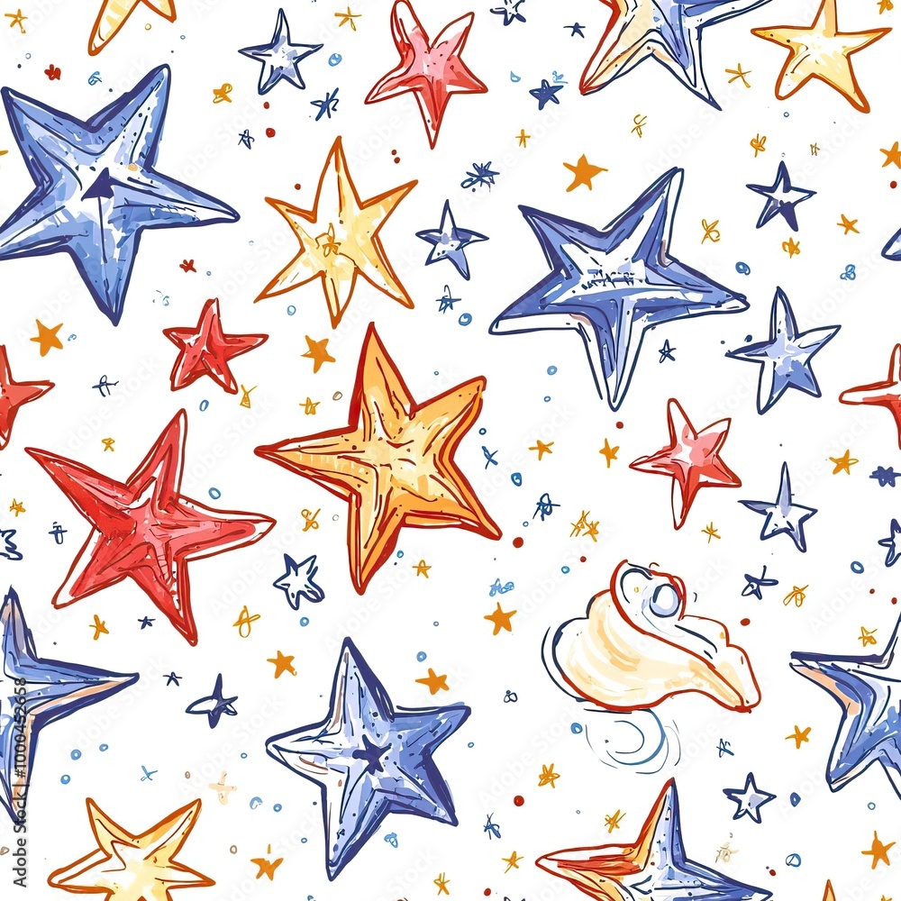 Seamless pattern with cute cartoon stars Seamless pattern with cute cartoon stars