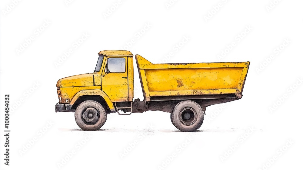Yellow dump truck with rocks spilling out Yellow dump truck with rocks spilling out