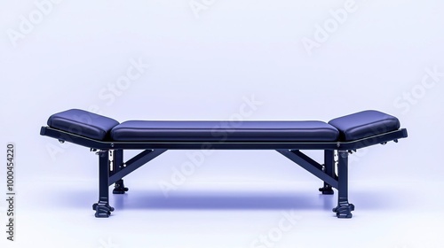 Black adjustable weight bench for home gym workouts.