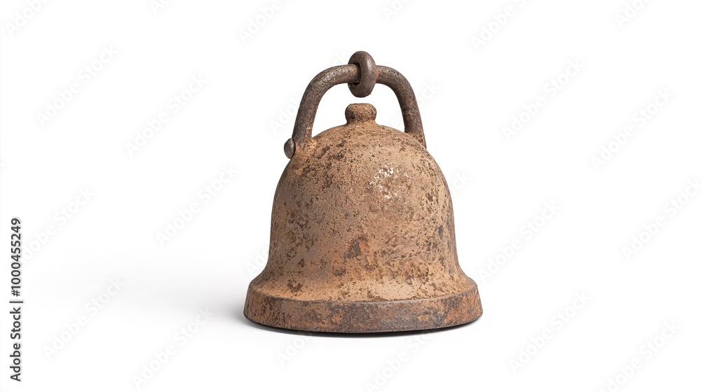 A small classroom bell on solid white background, single object A small classroom bell on solid white background, single object