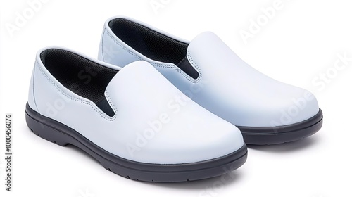 A pair of anti-slip shoes on solid white background, single object photo