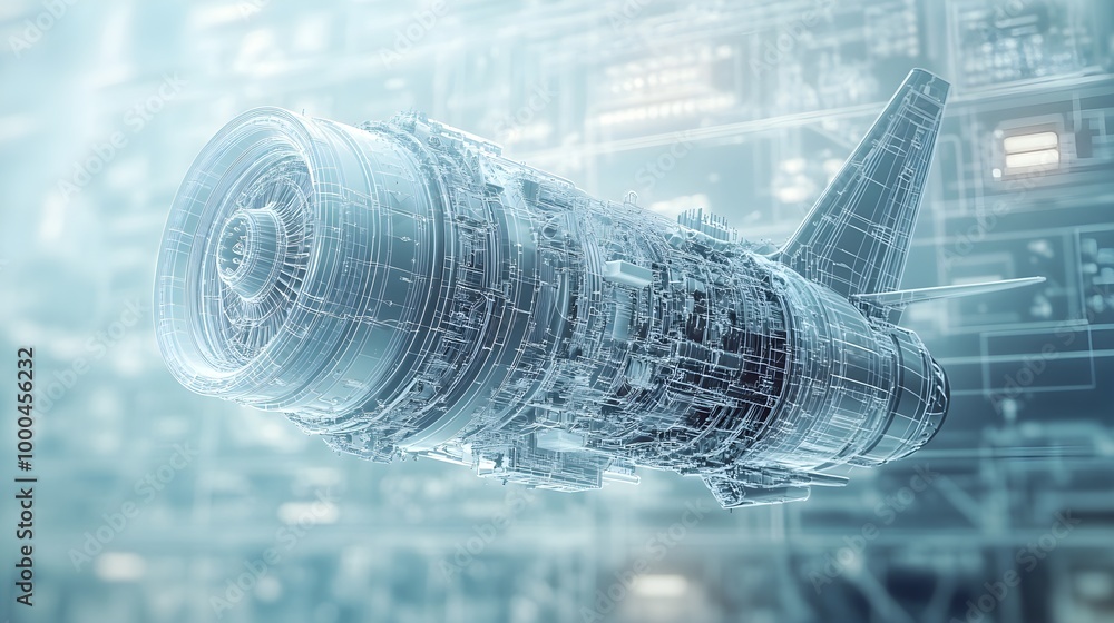 Obraz premium Detailed wallpaper images of a mechanical jet engine and components