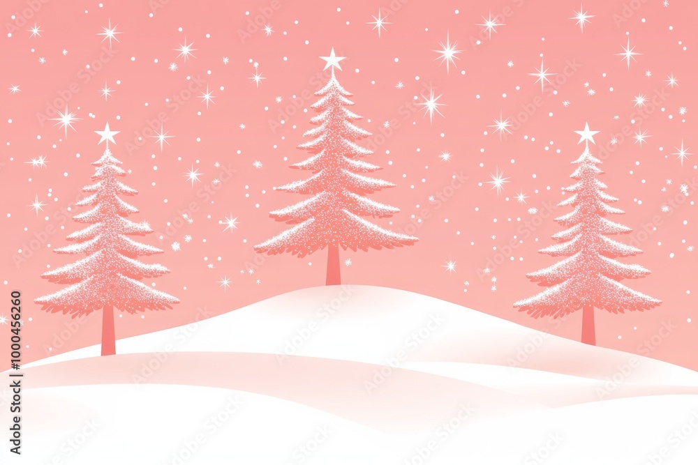 Obraz premium Snow covered Christmas tree standing in a snowy landscape with soft snowflakes falling capturing the calm and serene beauty of a peaceful winter holiday