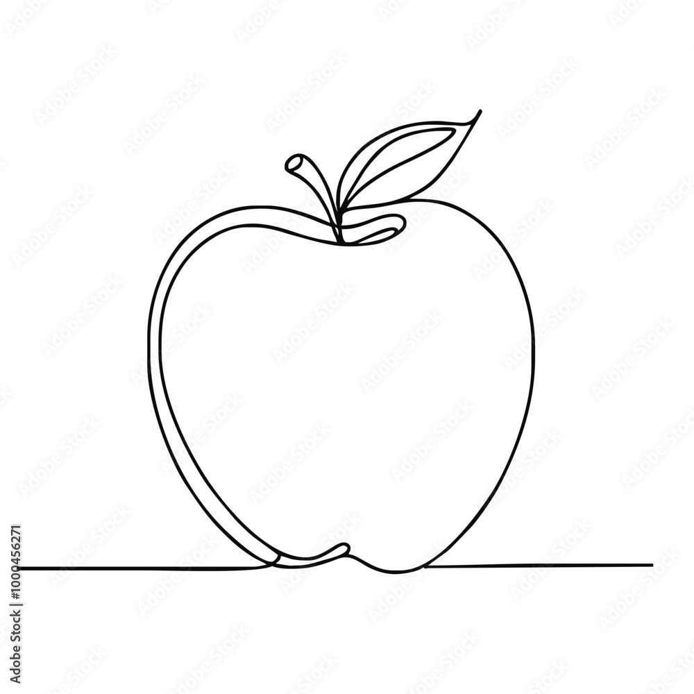 Apple. Icon. Vector drawing. One-line drawing. A simple drawing depicting a continuous line of a item apple. Apple. Icon. Vector drawing. One-line drawing. A simple drawing depicting a continuous line of a item apple.