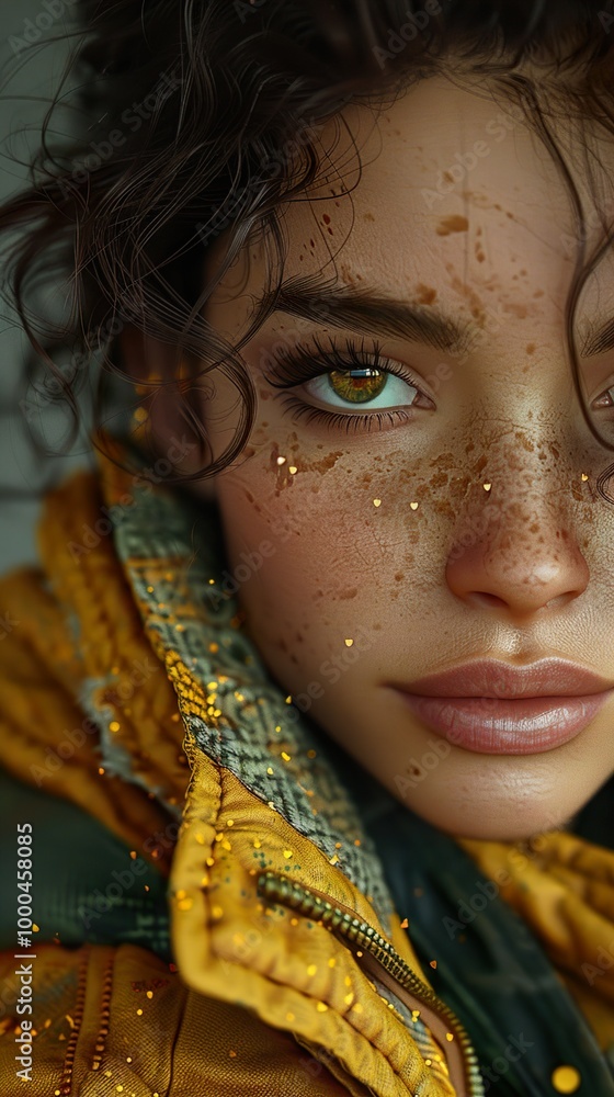 Close-up Portrait of a Woman with Golden Sparkles Close-up Portrait of a Woman with Golden Sparkles