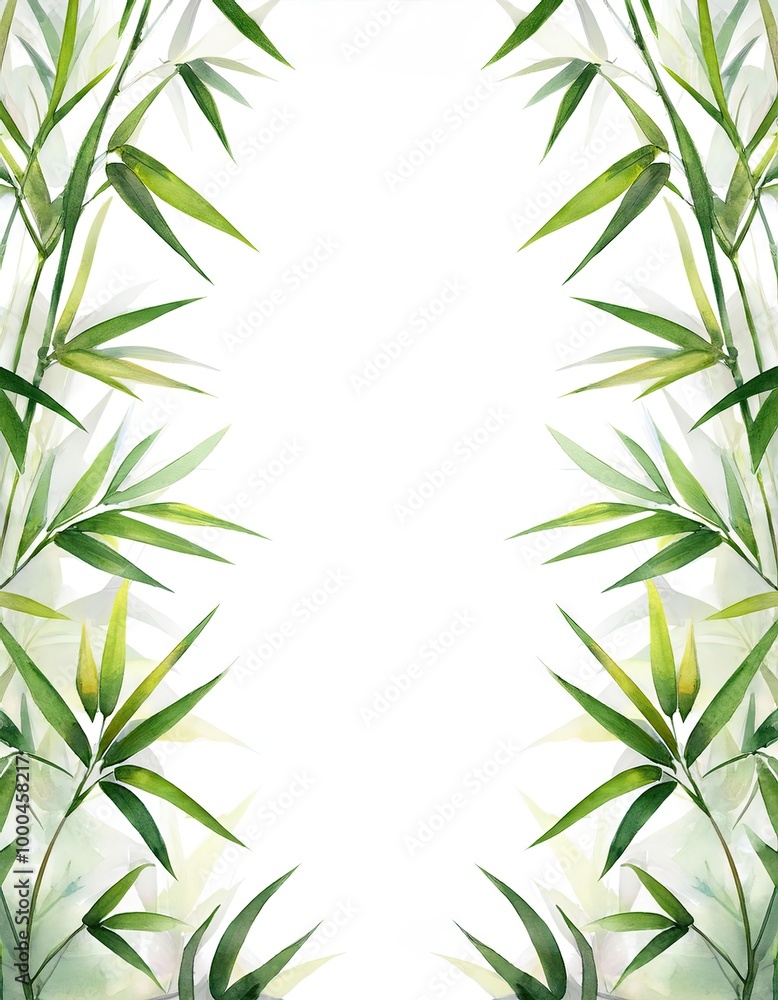 Green bamboo leaves frame Green bamboo leaves frame