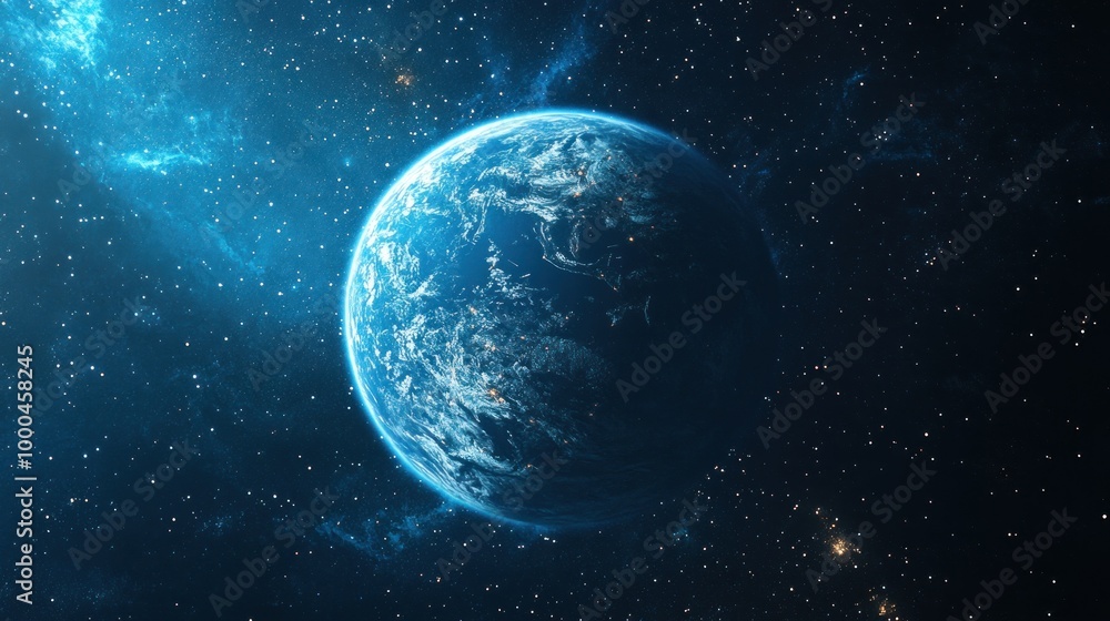 A Blue Planet in a Starry Night Sky A Blue Planet in a Starry Night Sky